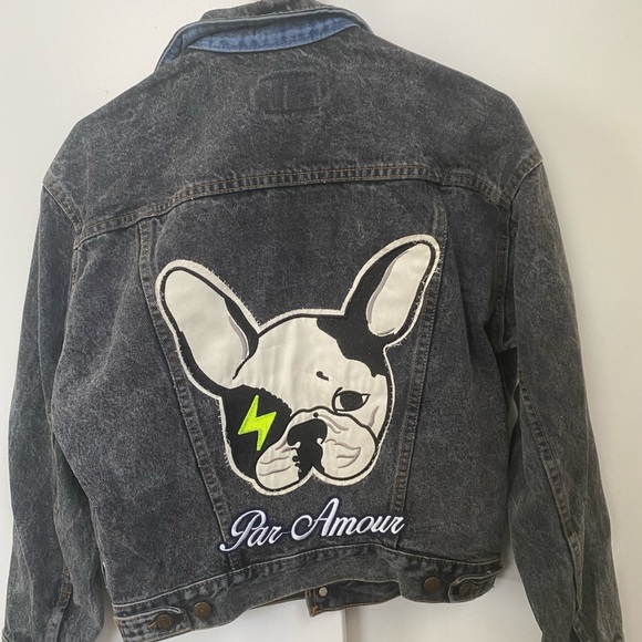 Frenchie Patched Denim Jacket - Picture 1 of 3